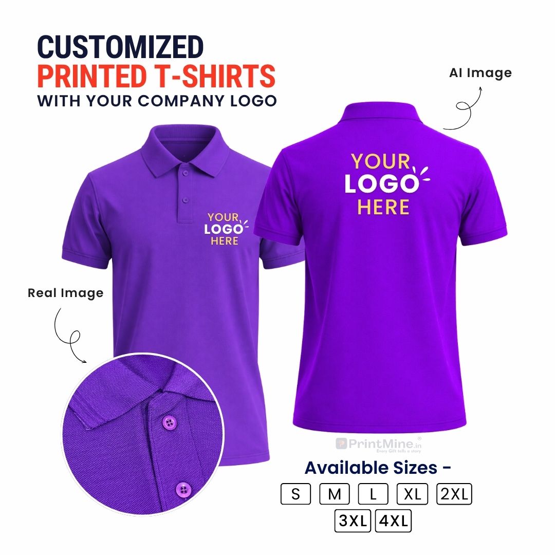 PrintMine Custom Logo Printed Polo T-Shirt Matty Cotton