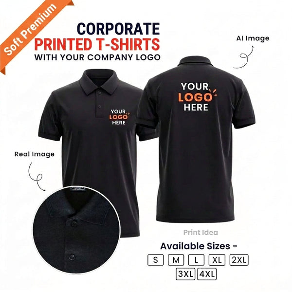 Soft Matty Polo T-Shirt with Custom Logo Printed (Best for Corporate)