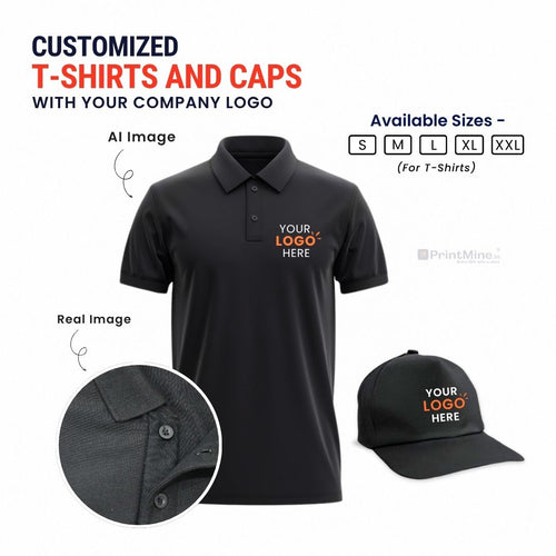 PrintMine.in Custom Logo Polo T-Shirt and Cap Set