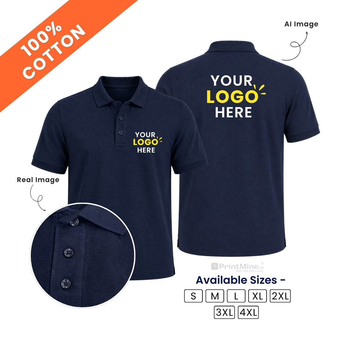 PrintIdea.in Custom Logo Cotton Polo T-Shirt