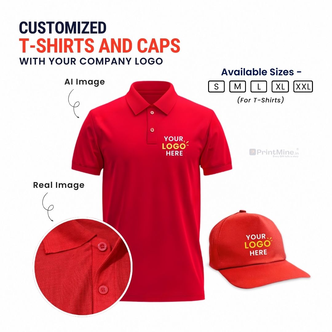 PrintMine.in Custom Logo Polo T-Shirt and Cap Set