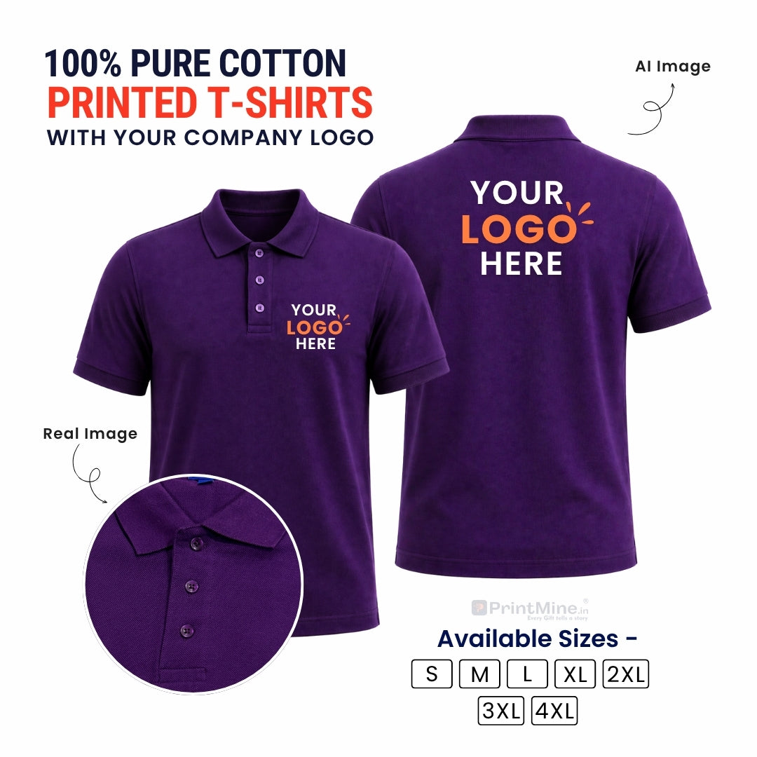 PrintMine.in Custom Logo Cotton Polo T-Shirt