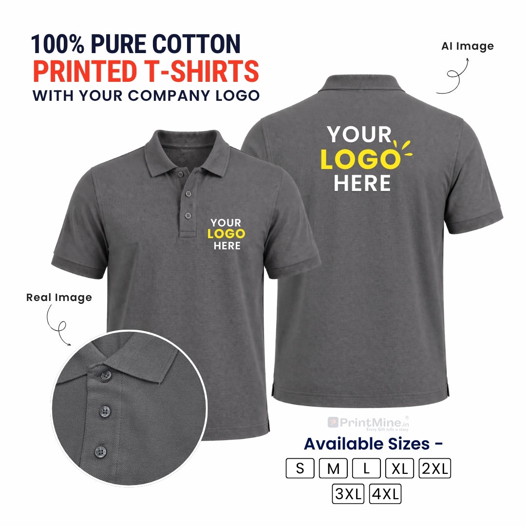 PrintMine.in Custom Logo Cotton Polo T-Shirt