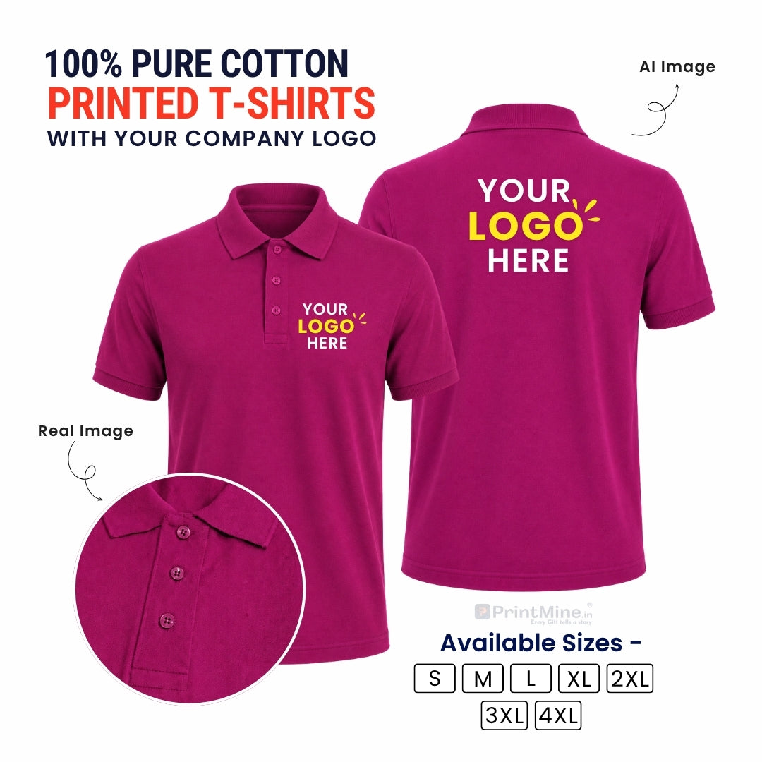 PrintMine.in Custom Logo Cotton Polo T-Shirt