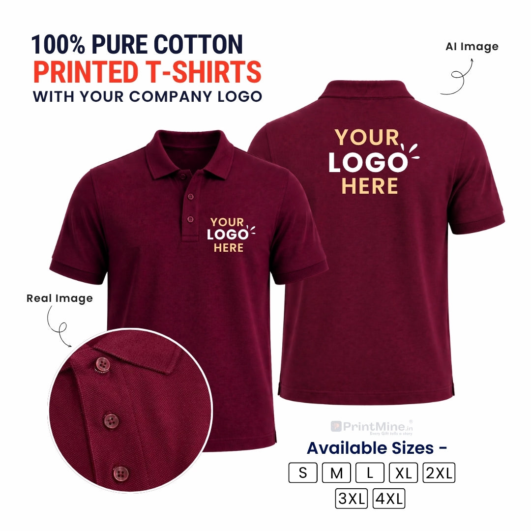 PrintIdea.in Custom Logo Cotton Polo T-Shirt
