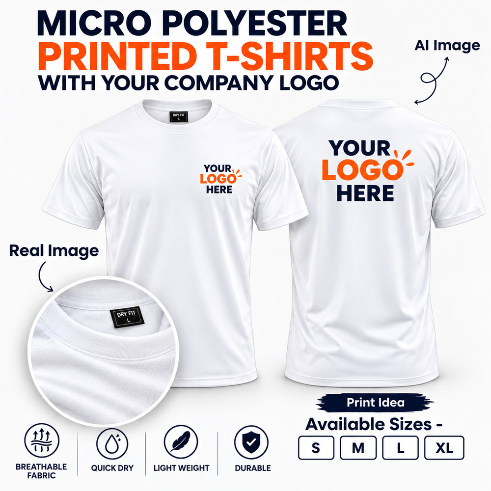 Plain Polyester Round Neck T-Shirt with Your Custom Logo