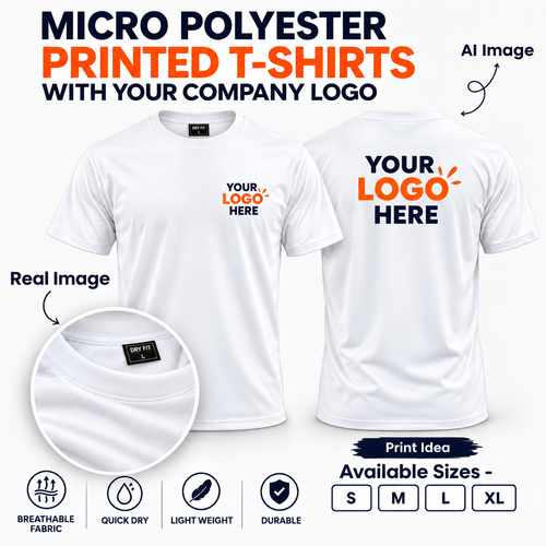 Plain Polyester Round Neck T-Shirt with Your Custom Logo