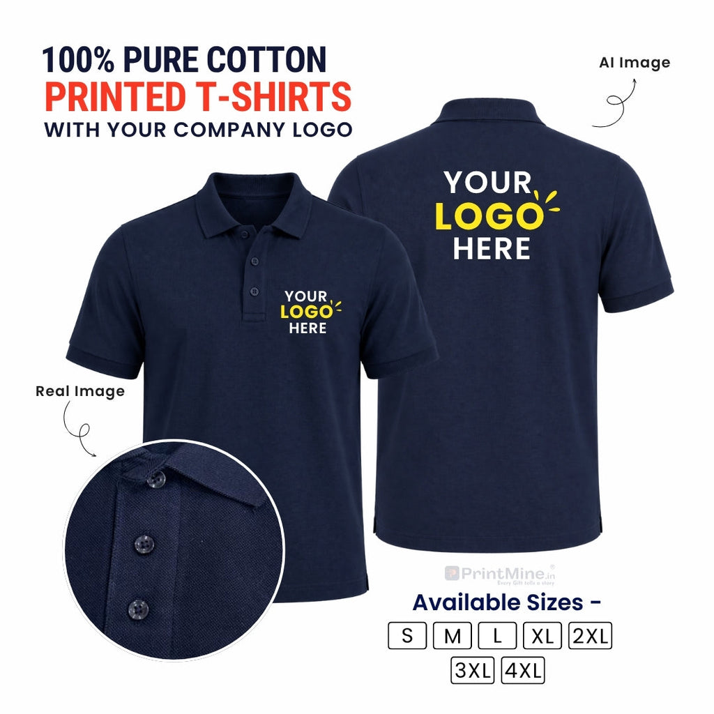 PrintMine.in Custom Logo Cotton Polo T-Shirt