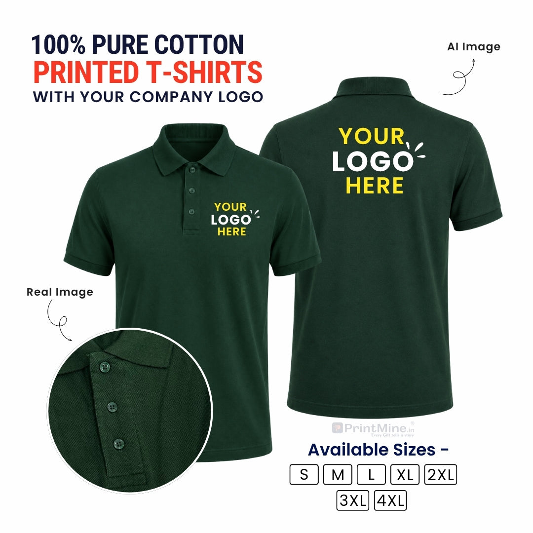 PrintIdea.in Custom Logo Cotton Polo T-Shirt